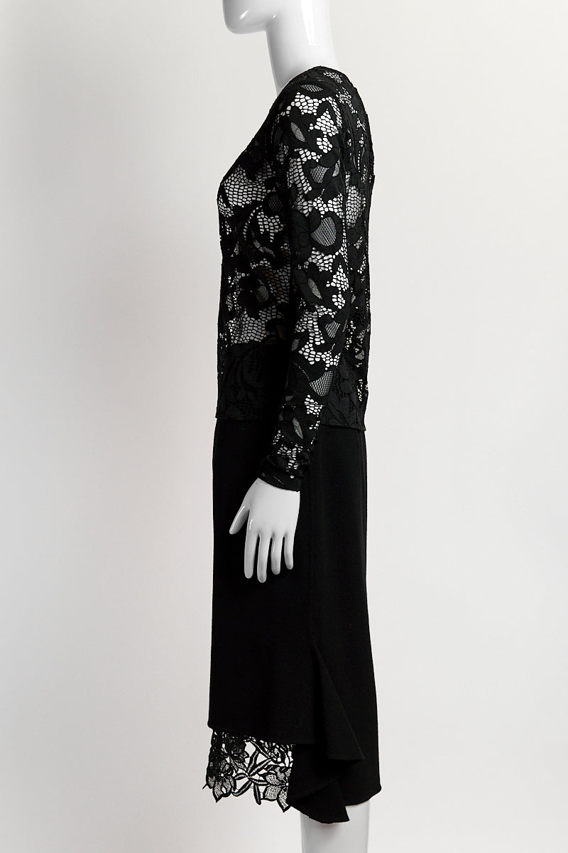 Oscar de la Renta Black Lace Blouse/Skirt Set 4