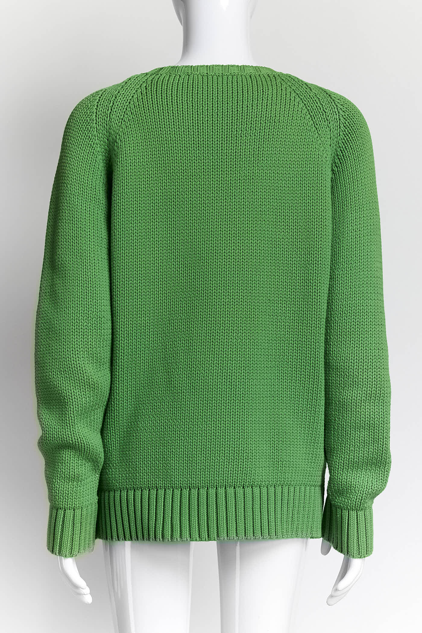 Oscar de la Renta Green Sweater with Pineapple Detail S
