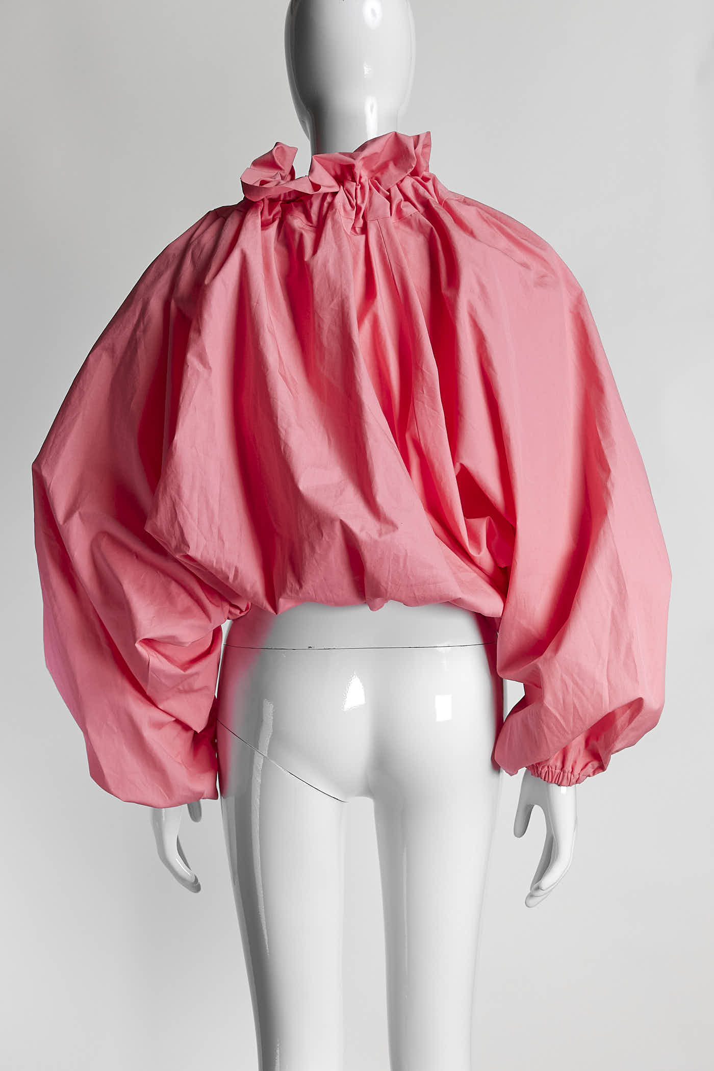 Patou Ruffled Tie Neck Long Sleeve Pink Blouse 36