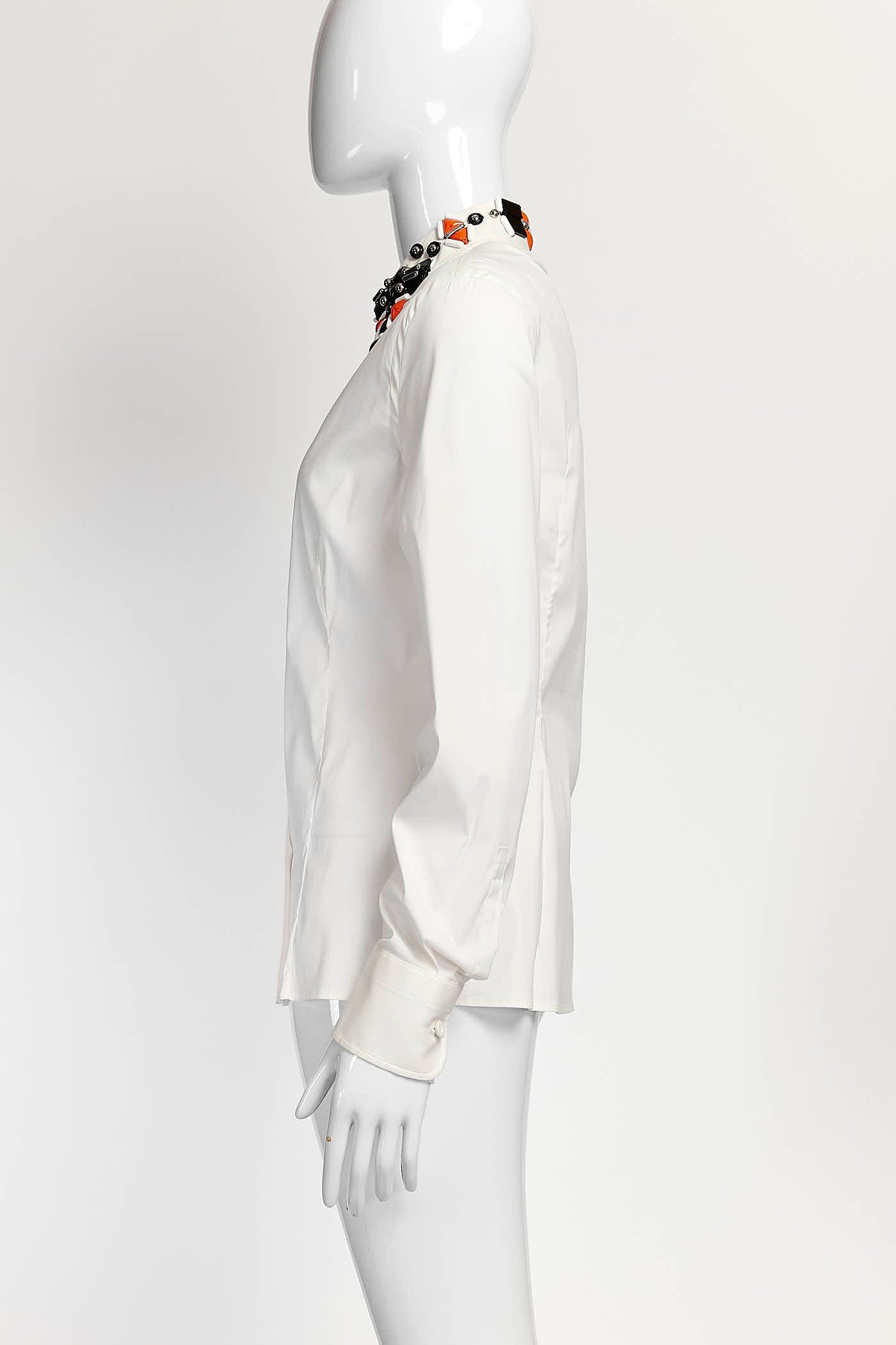 Prada AW2019 Jeweled Poplin Collar Shirt 42