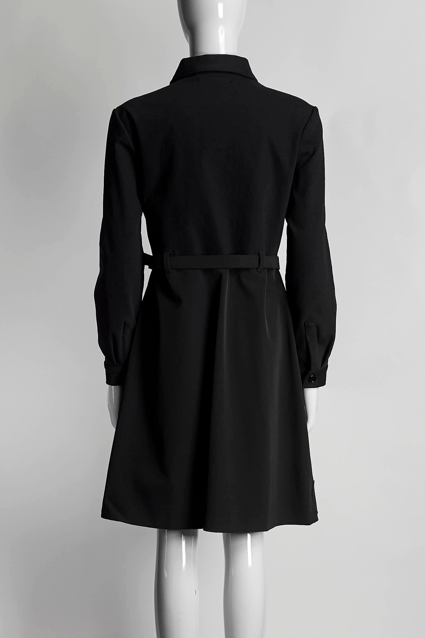 Prada Black Logo Belt Dress 46