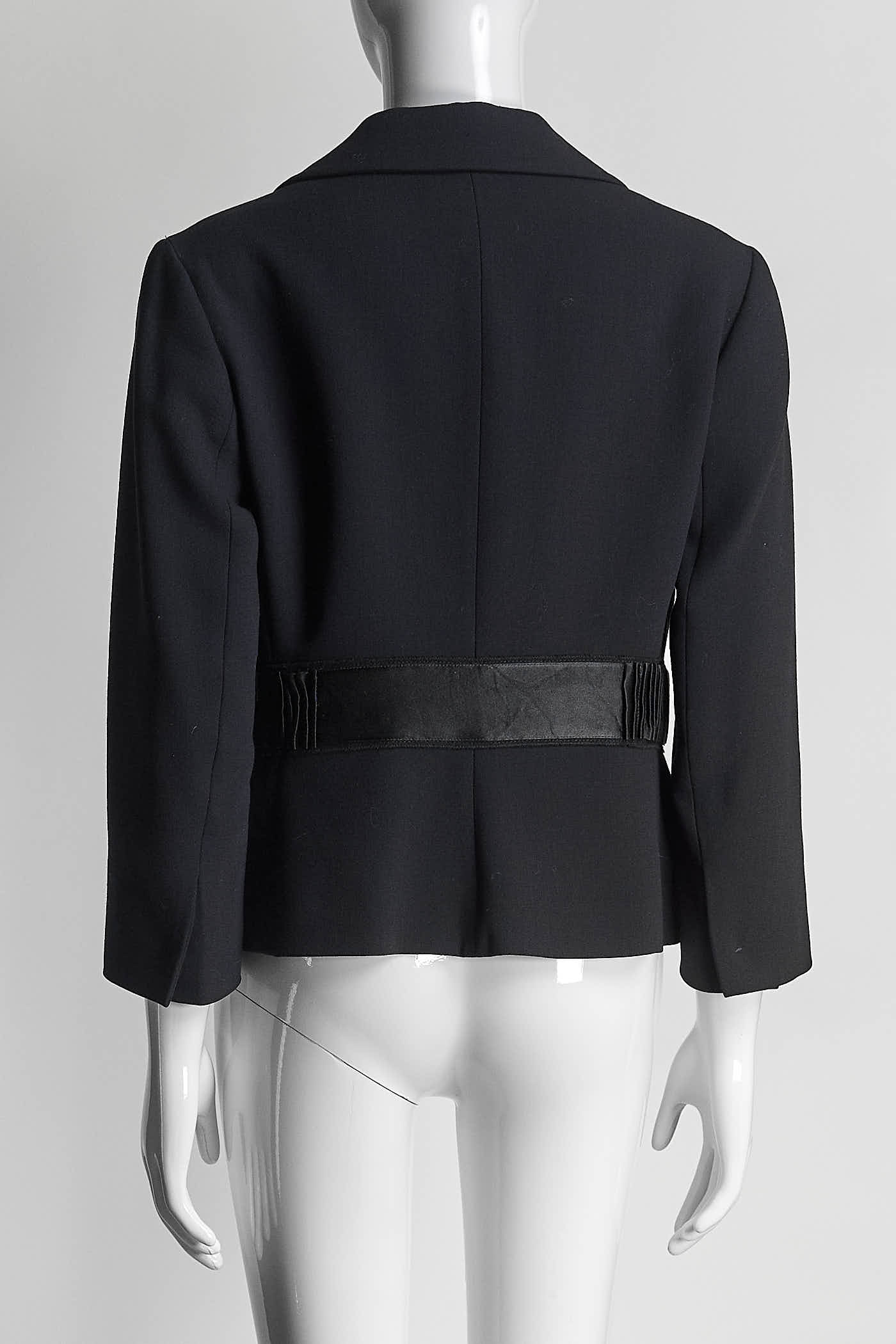 Prada Black Short Blazer with Pleated Fabric Detail 42