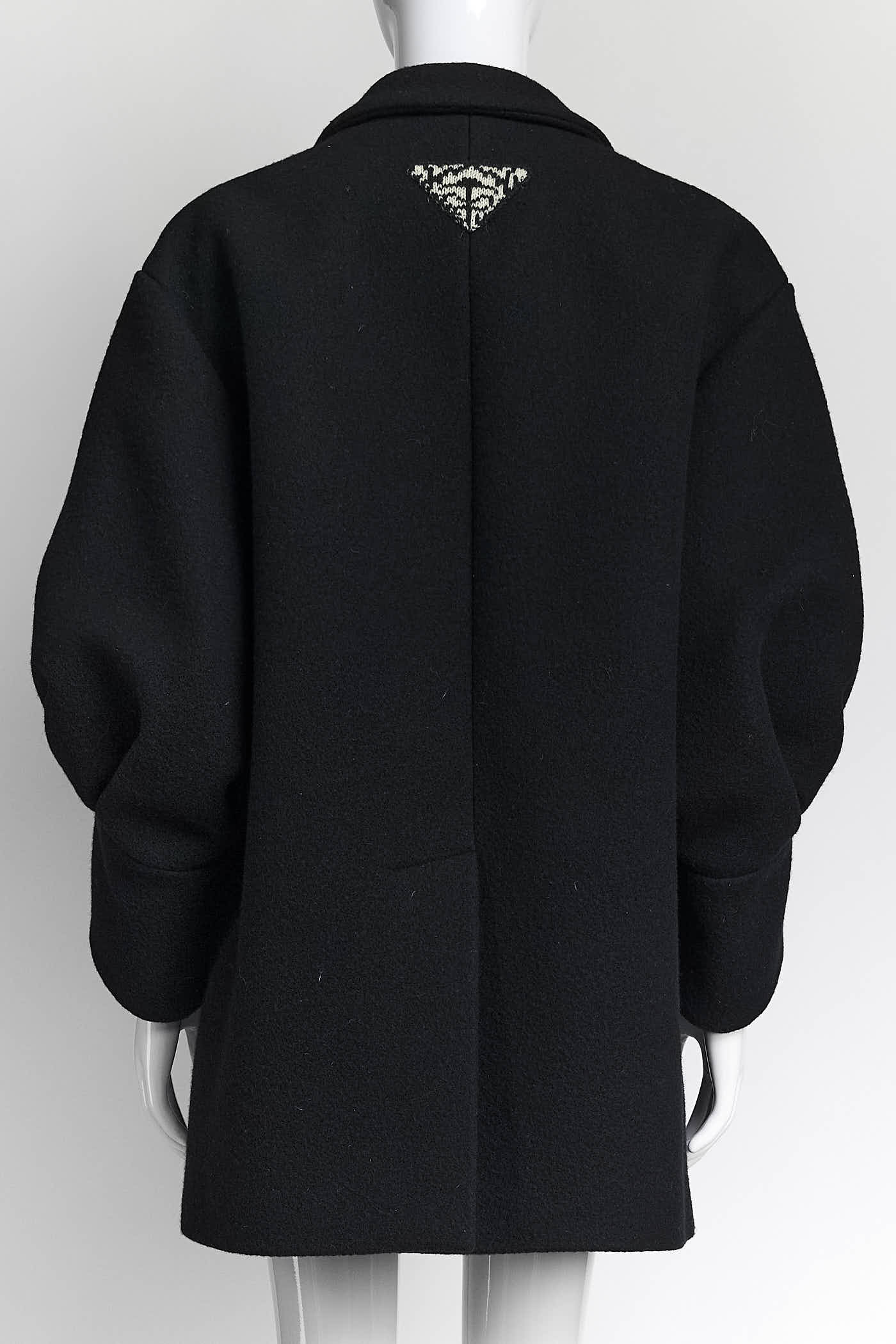 Prada Black Wool Coat 42