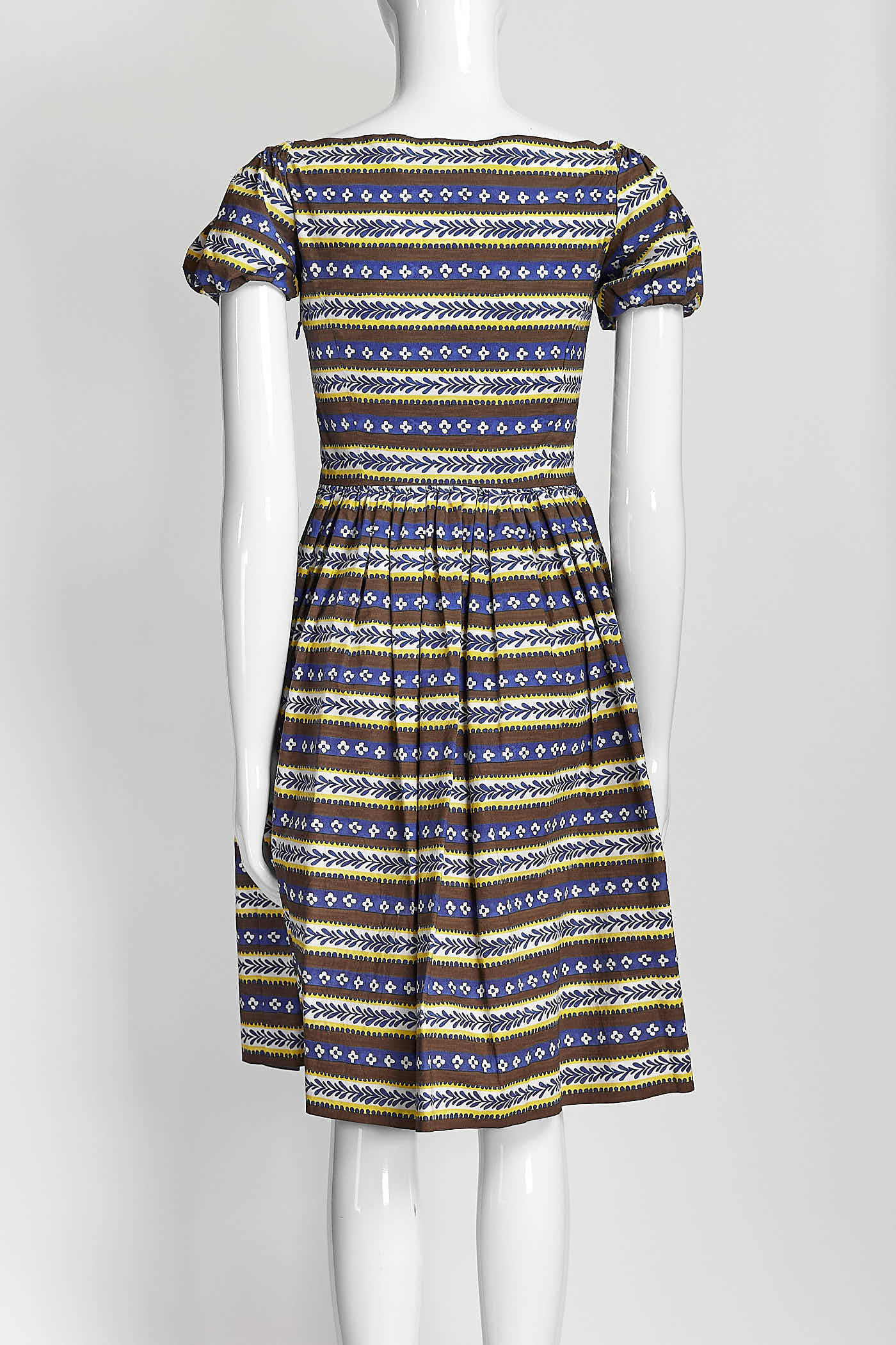 Prada Boat Neck Printed Midi Dress 38