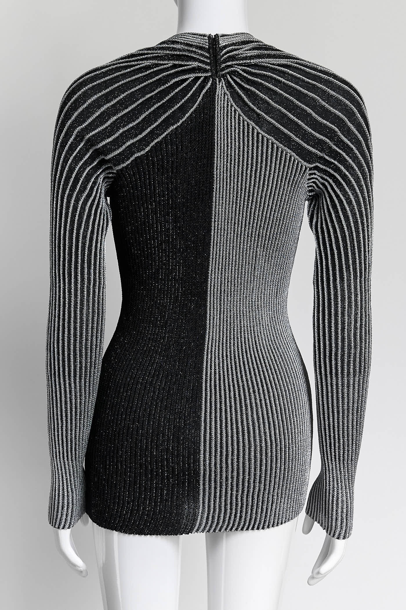 Proenza Schouler Black/Silver Metallic Long-sleeve Knit Top S