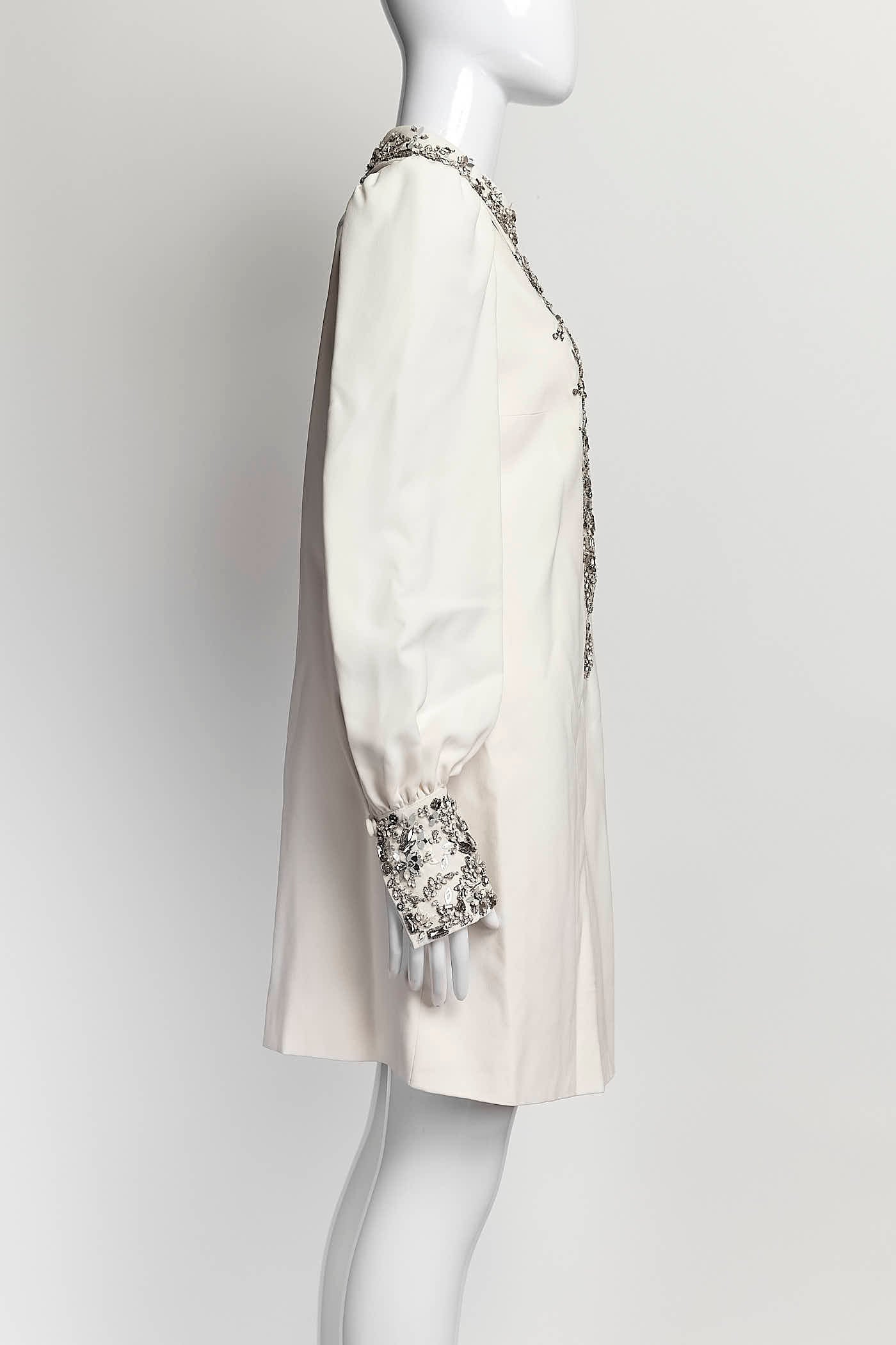 RALPH & RUSSO Crystal Silk Cream Dress