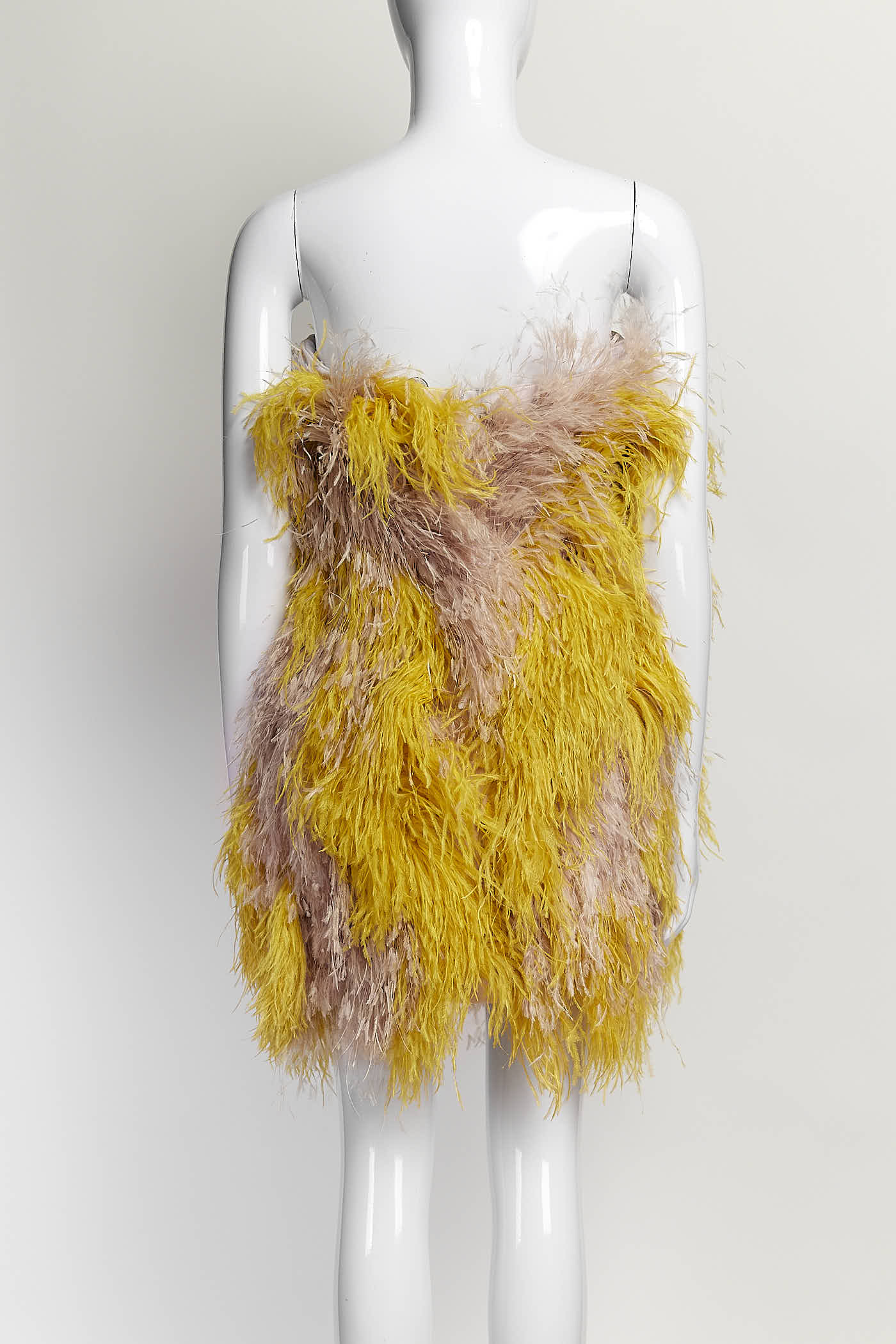 RALPH & RUSSO Strapless feather-Embellished Mini Dress 40