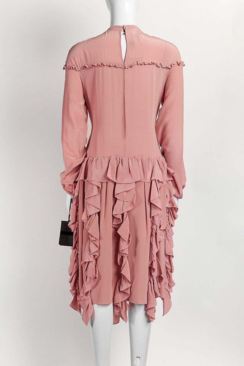 Rochas Pink Mock Neck Midi Dress 40