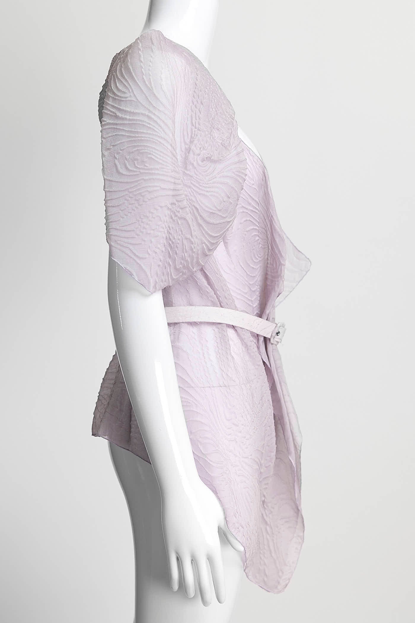 Roland Mouret Pink Textured Sheer Blouse with Belt