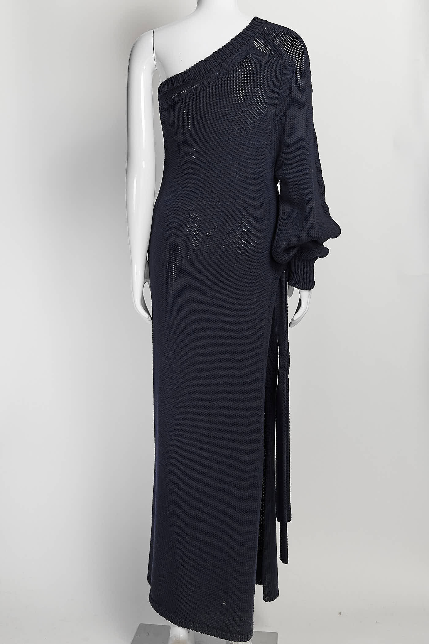 Rosetta Getty Navy Knit One Shoulder Dress M