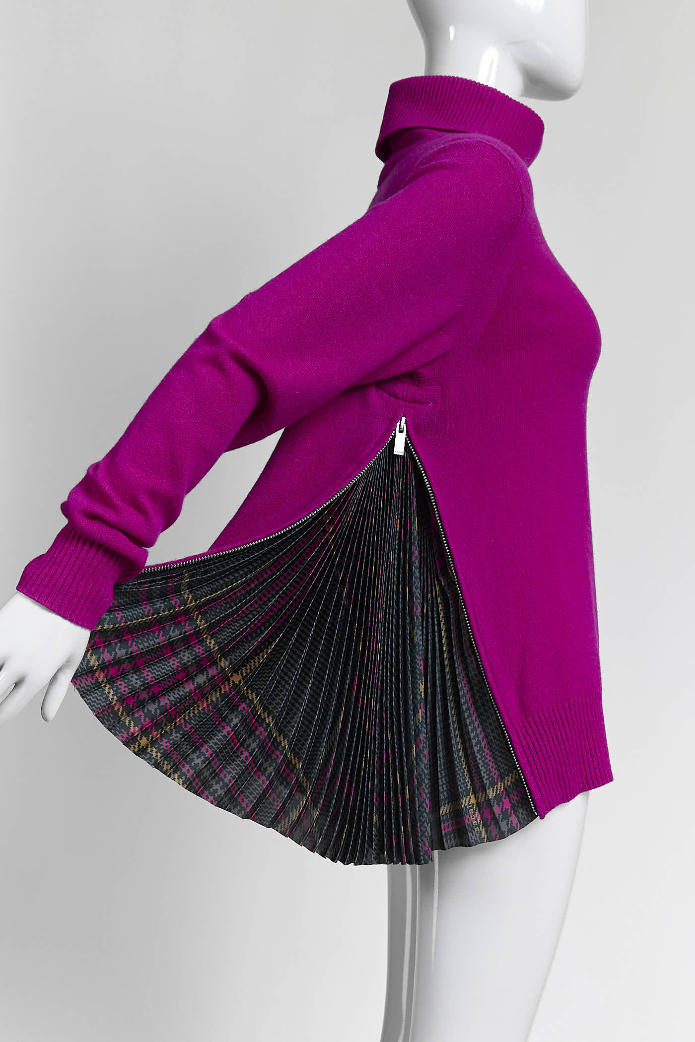 Sacai Pink Turtleneck with Pleated Sweater