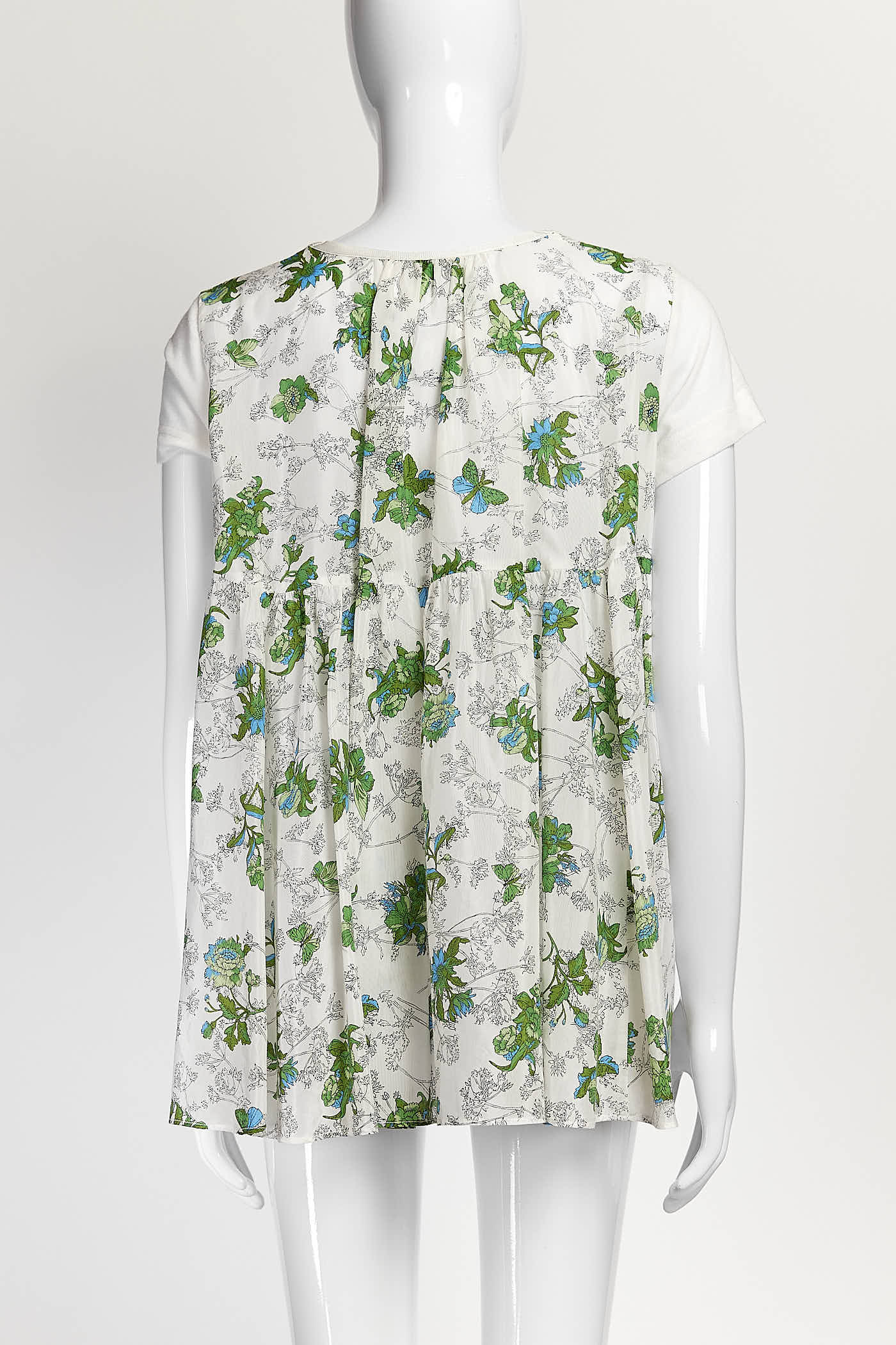 Sacai White Top with Floral Printed 3
