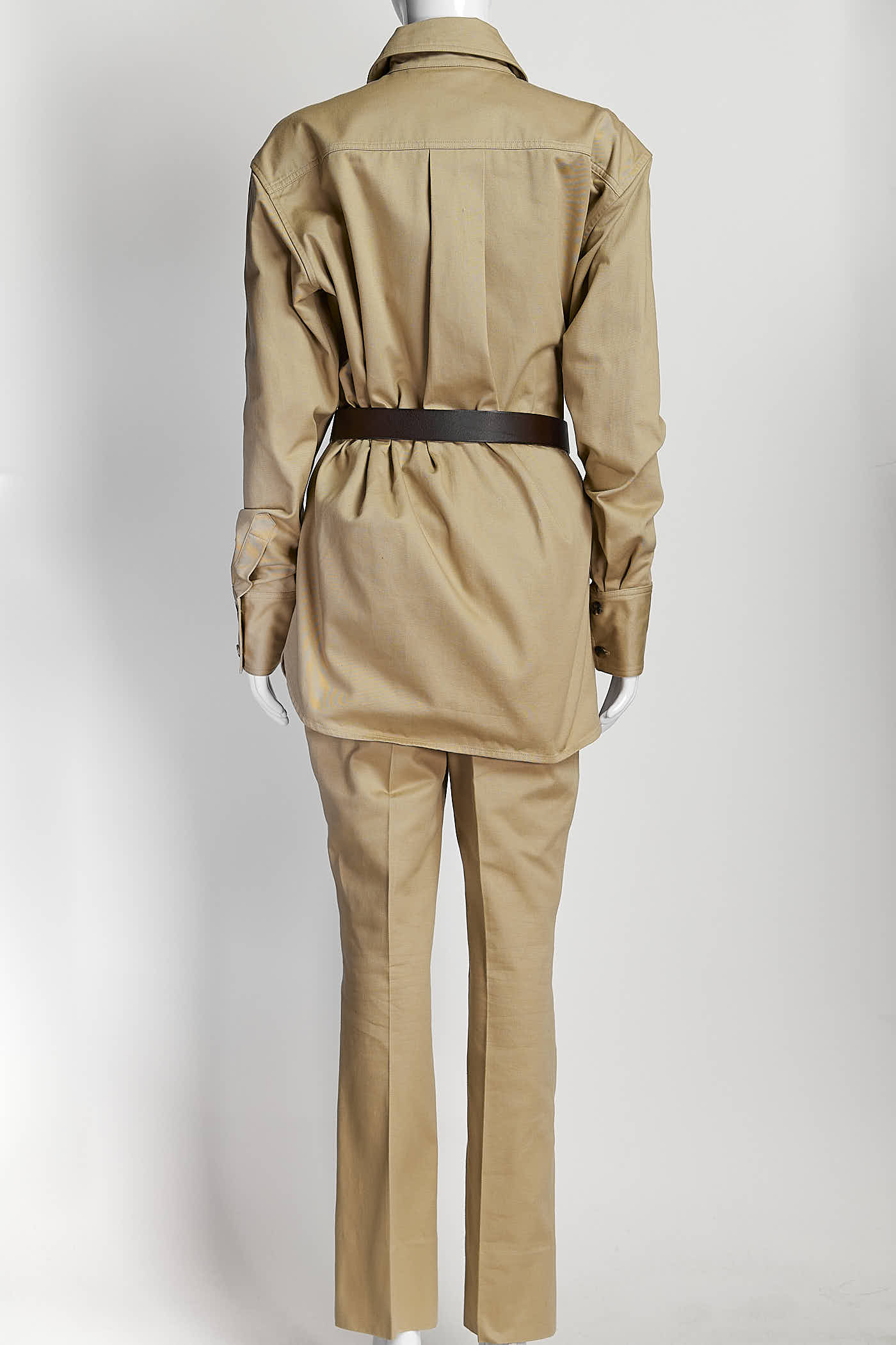 Saint Laurent Belted Saharienne Shirt Pant Set 36