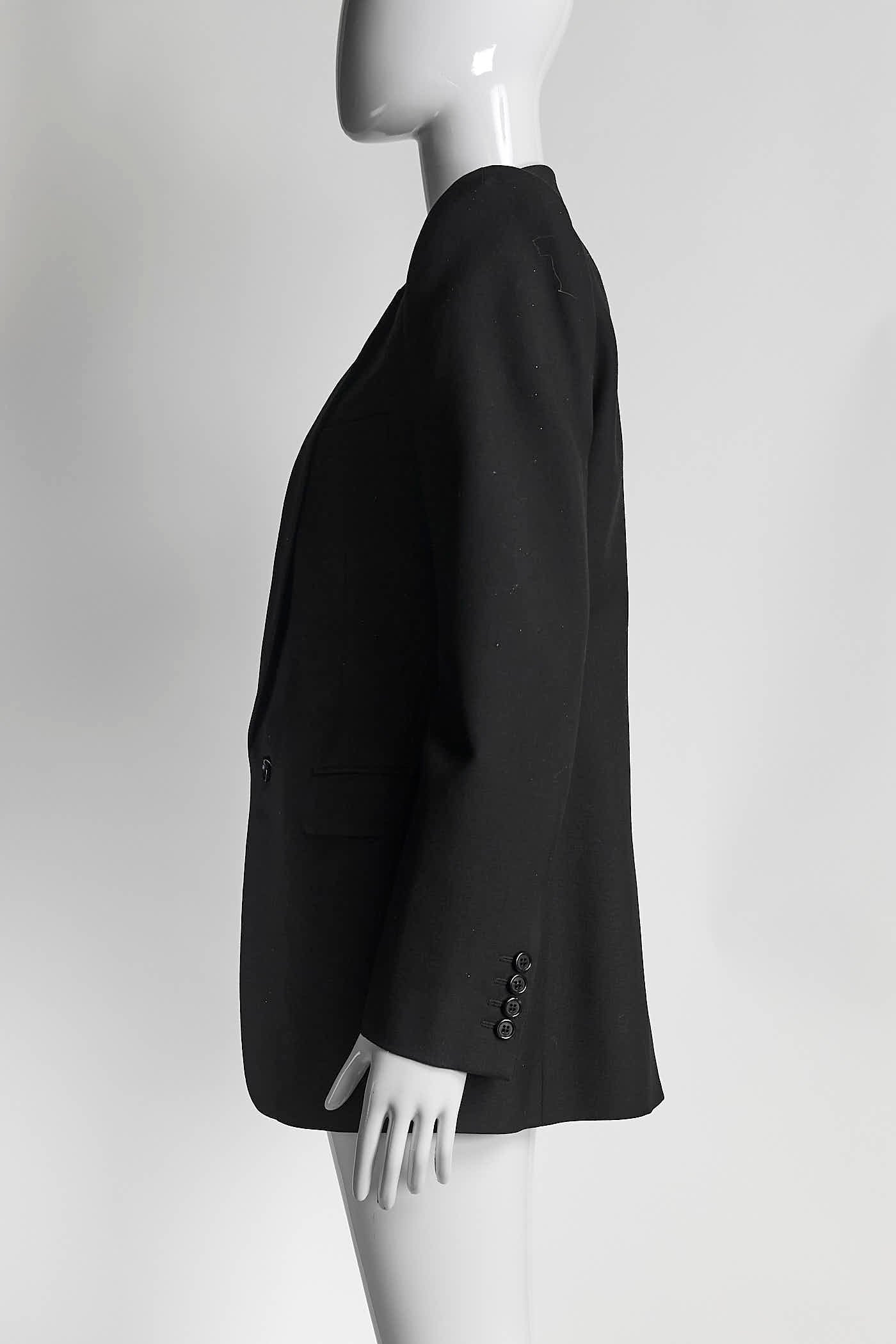 Saint Laurent Black Blazer with Shoulder Pad 40