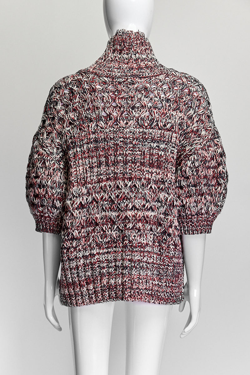 Self-Portrait Red Multicolor Turtleneck Sweater L