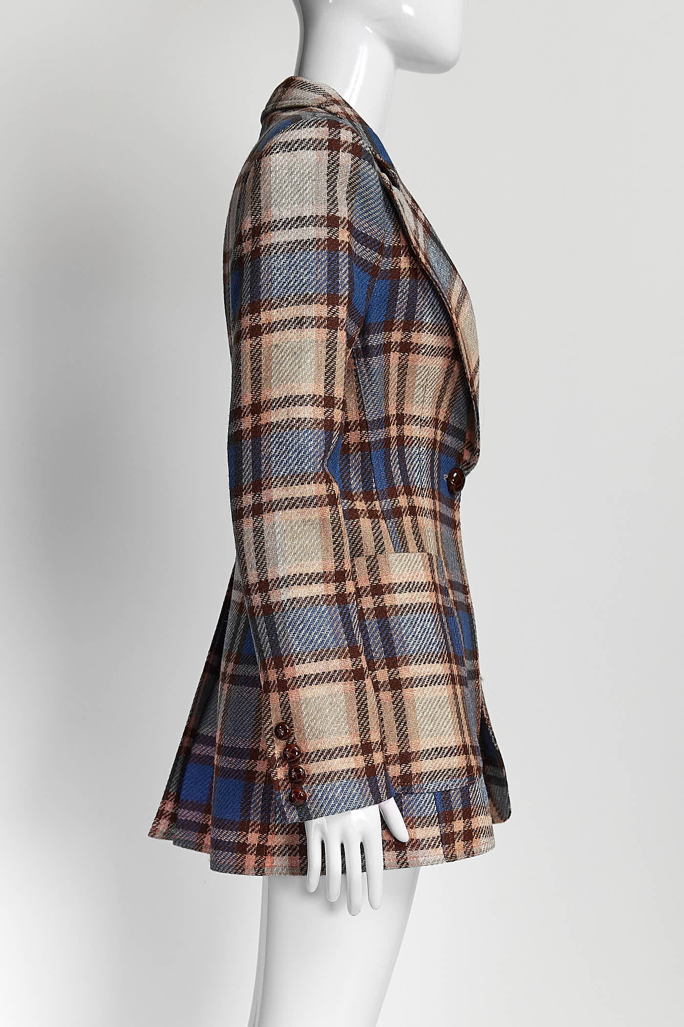 Smythe Pink/Blue Plaid Wool Blazer 4