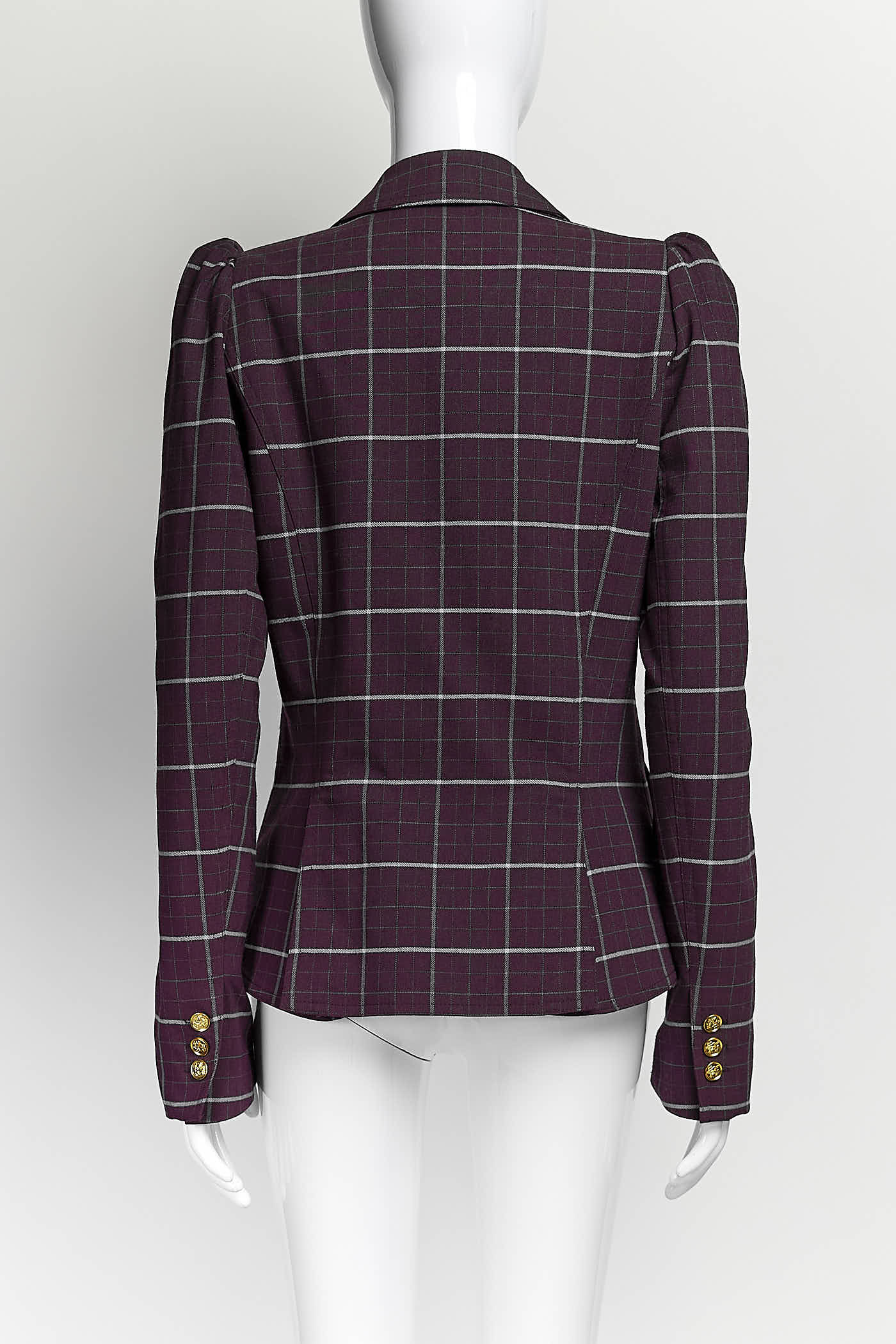Smythe Purple Plaid Single Breasted Blazer 8