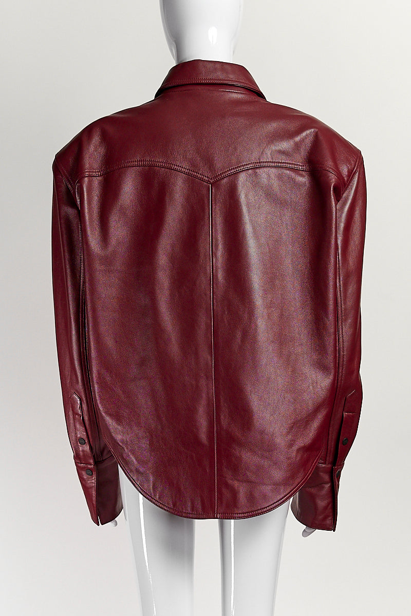 THE MANNEI Burgundy Leather Jacket 36