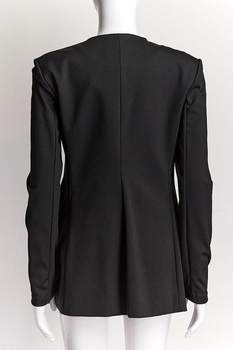 TIBI  Black Collarless Single-Breasted Scuba Blazer US 4