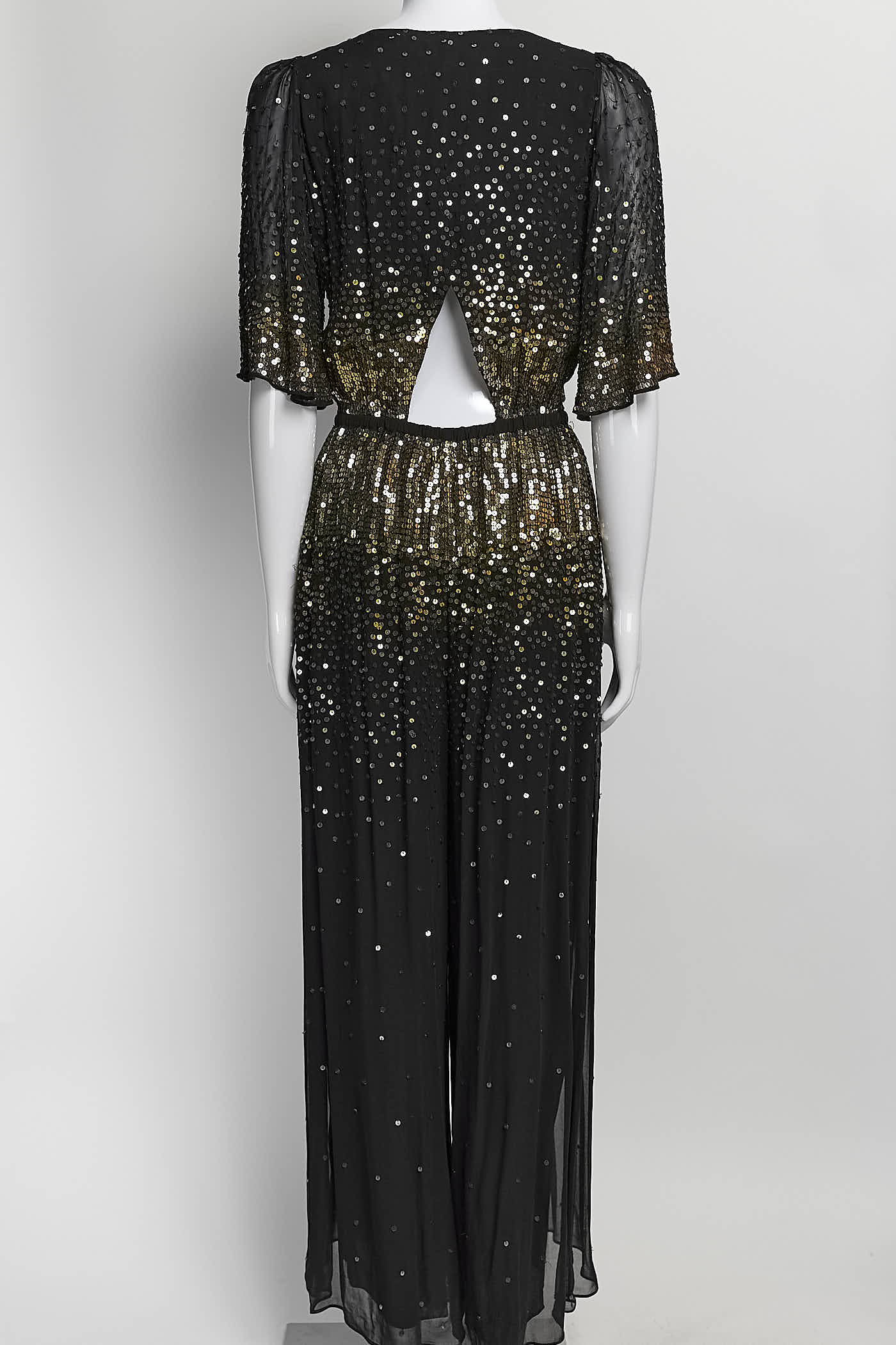Temperley London Gold Sequin Black Jumpsuit US4