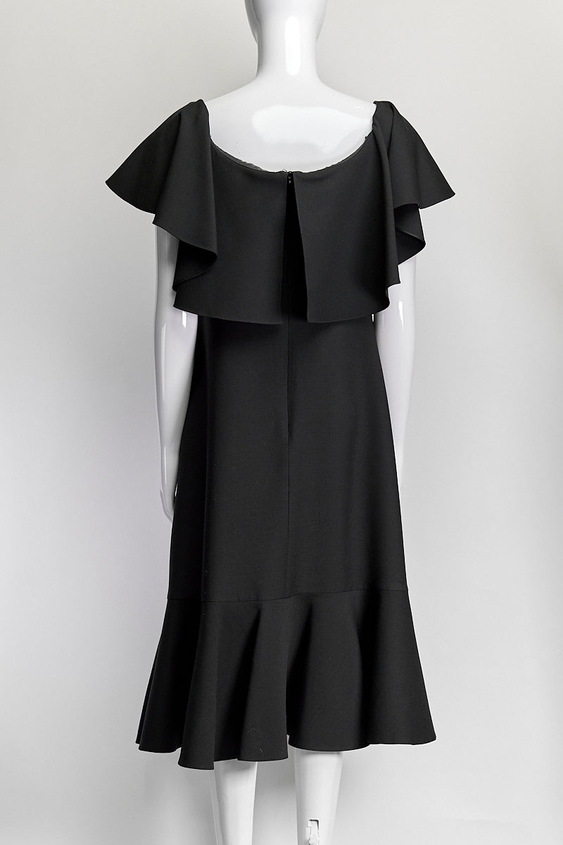 Valentino Black Ruffle Sleeve Dress L