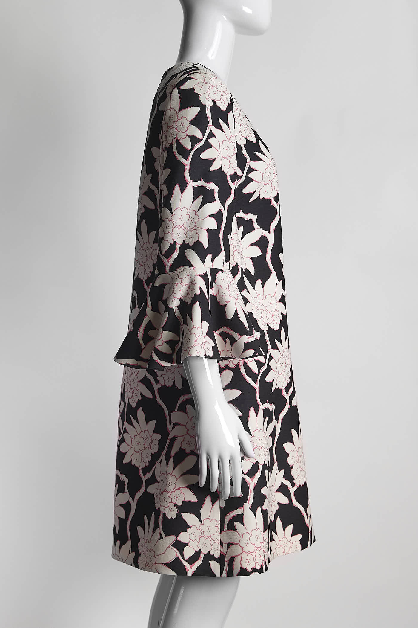 Valentino Black/White Floral Printed Dress 6