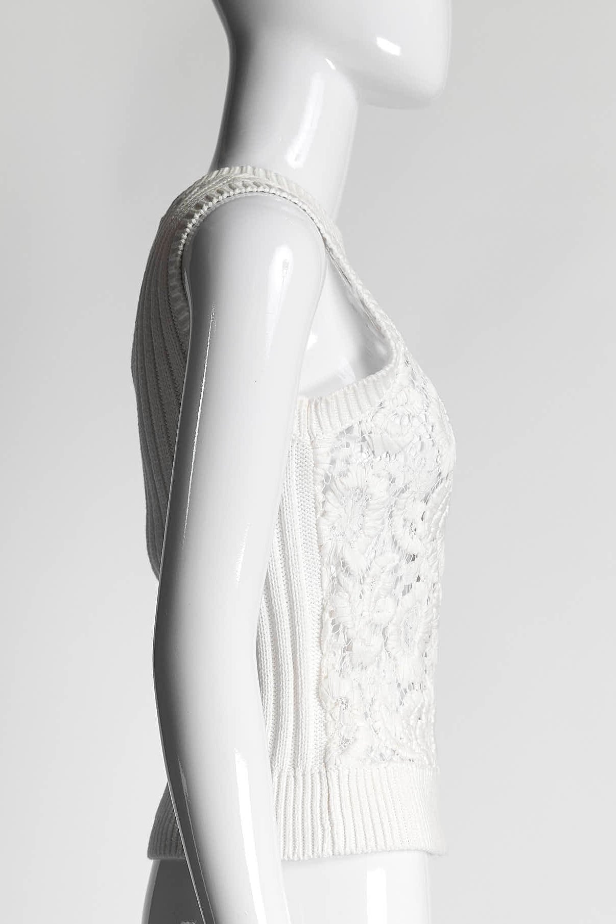 Valentino White Lace Knit Vest M