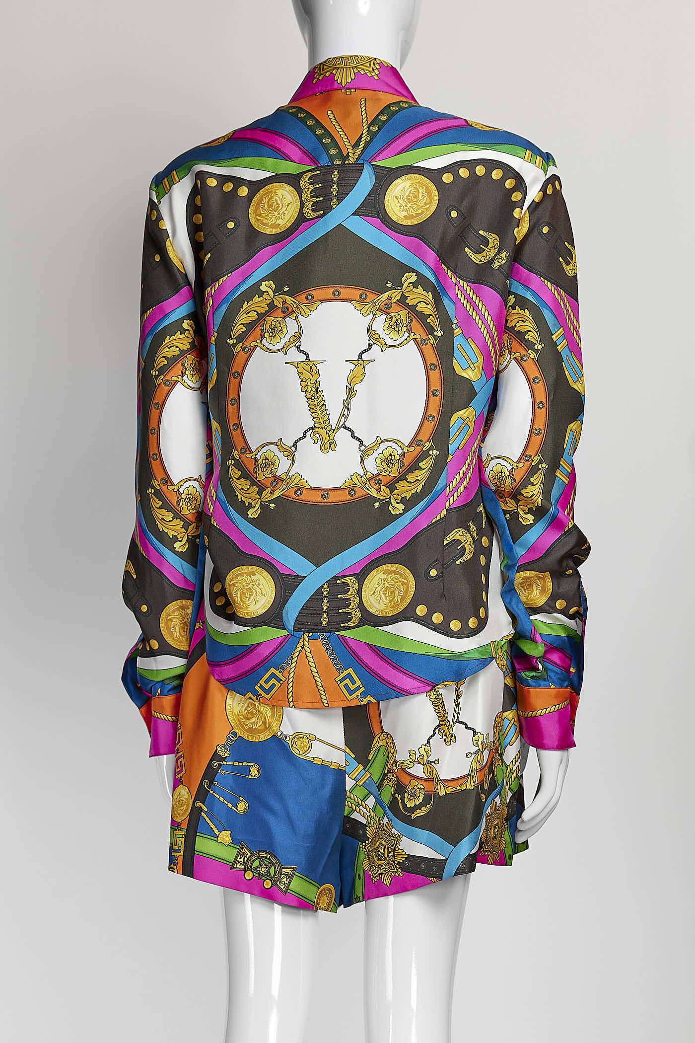 Versace Baroque Rodeo Print Silk Shirt/Short 40