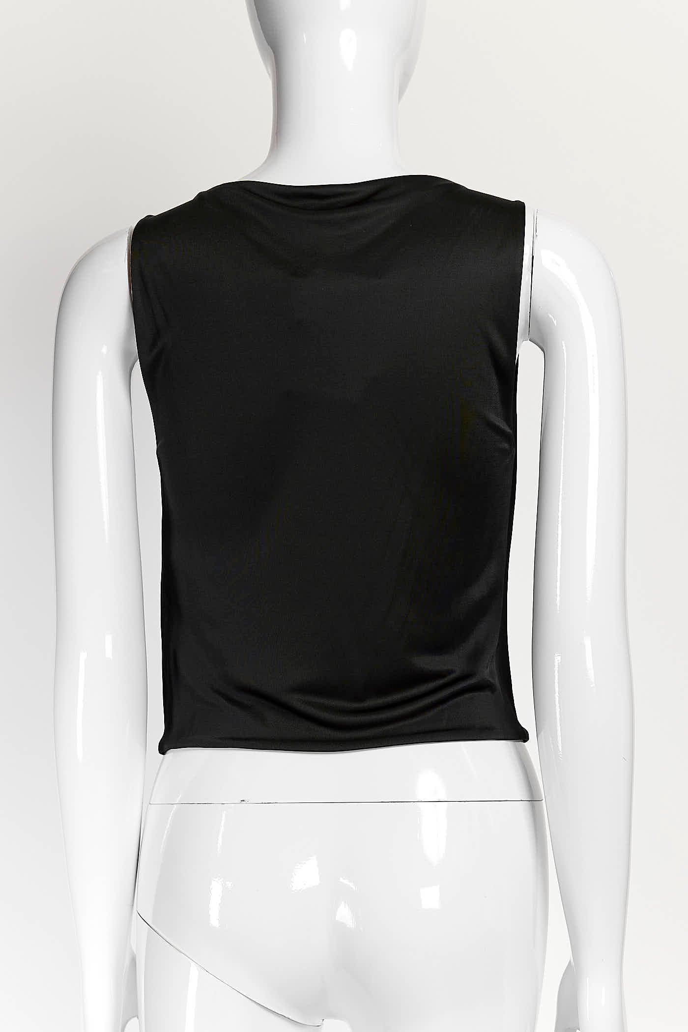 Versace Black Tank Top with Gold Button Detail 40