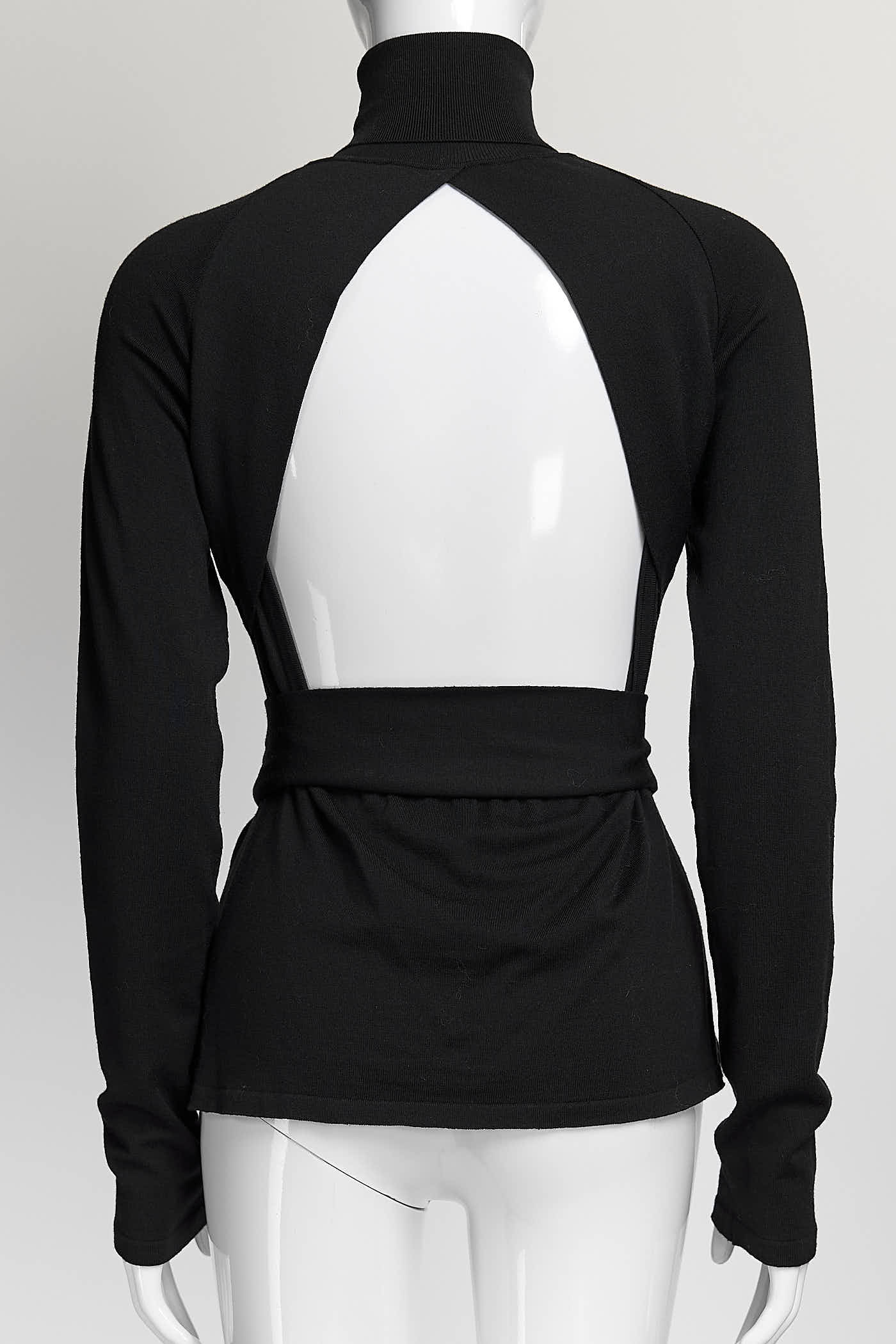 Versace Black Turtleneck Sweater with Chain Detail 40
