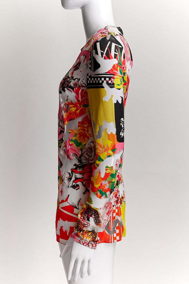 Versace Long Sleeve Printed Viscose Jersey Top IT42