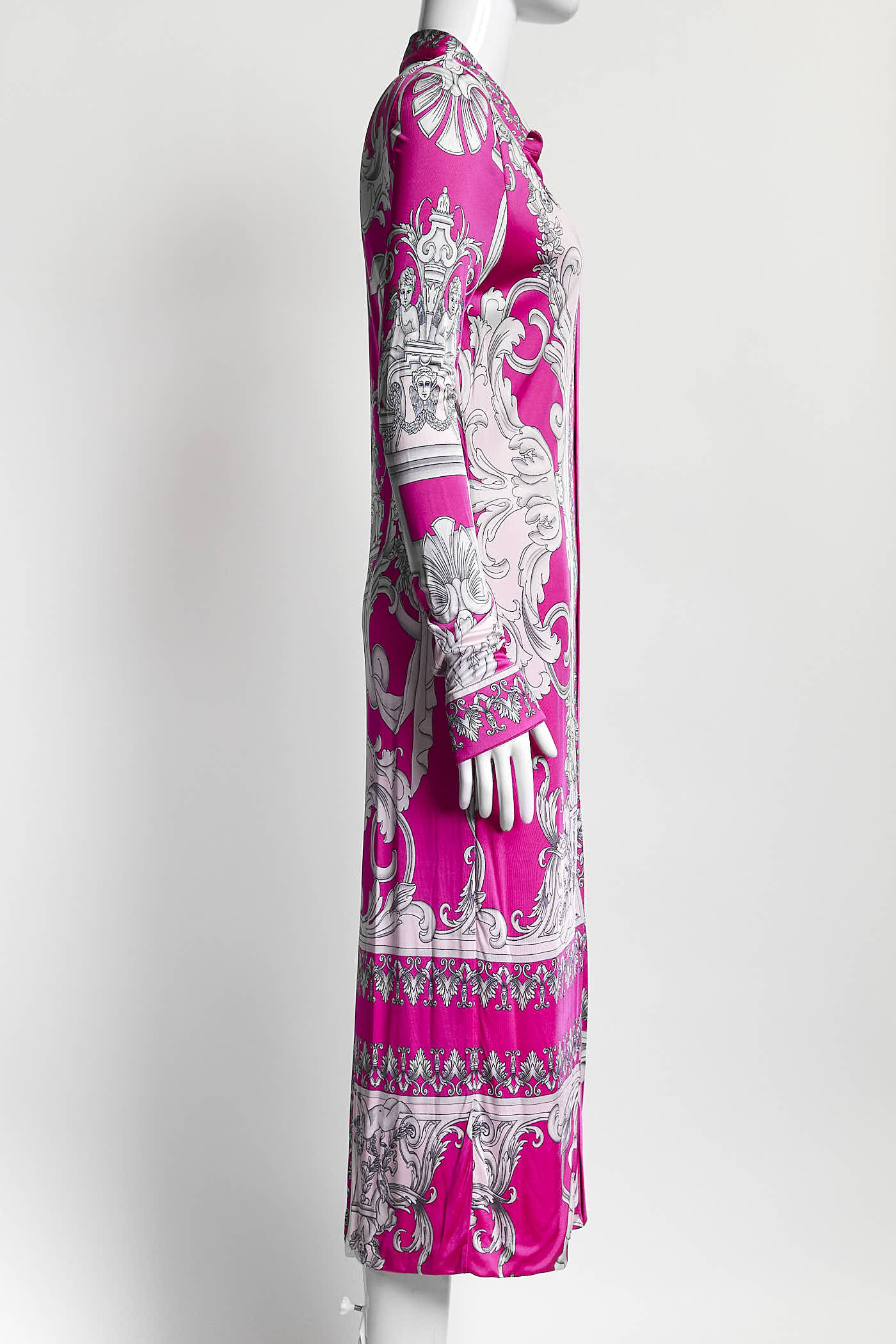 Versace Pink Baroque Printed Shirt Dress 42