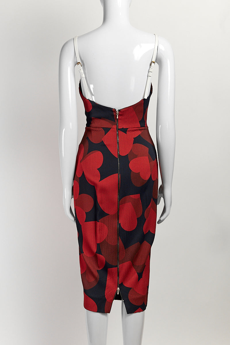 Victoria Beckham Heart Pattern Print Dress UK10