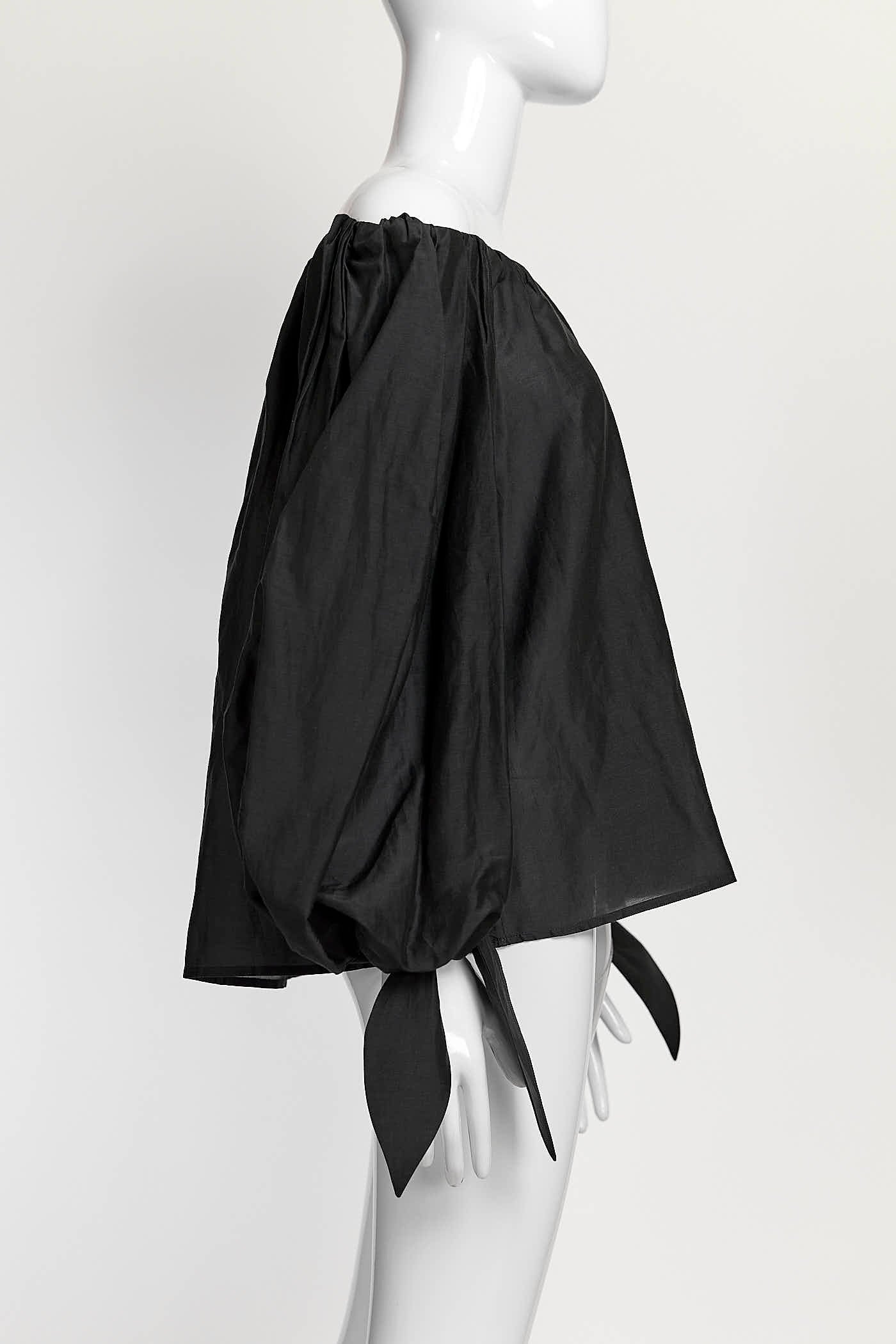 Yves Saint Laurent Black Puffy Sleeves Blouse 38