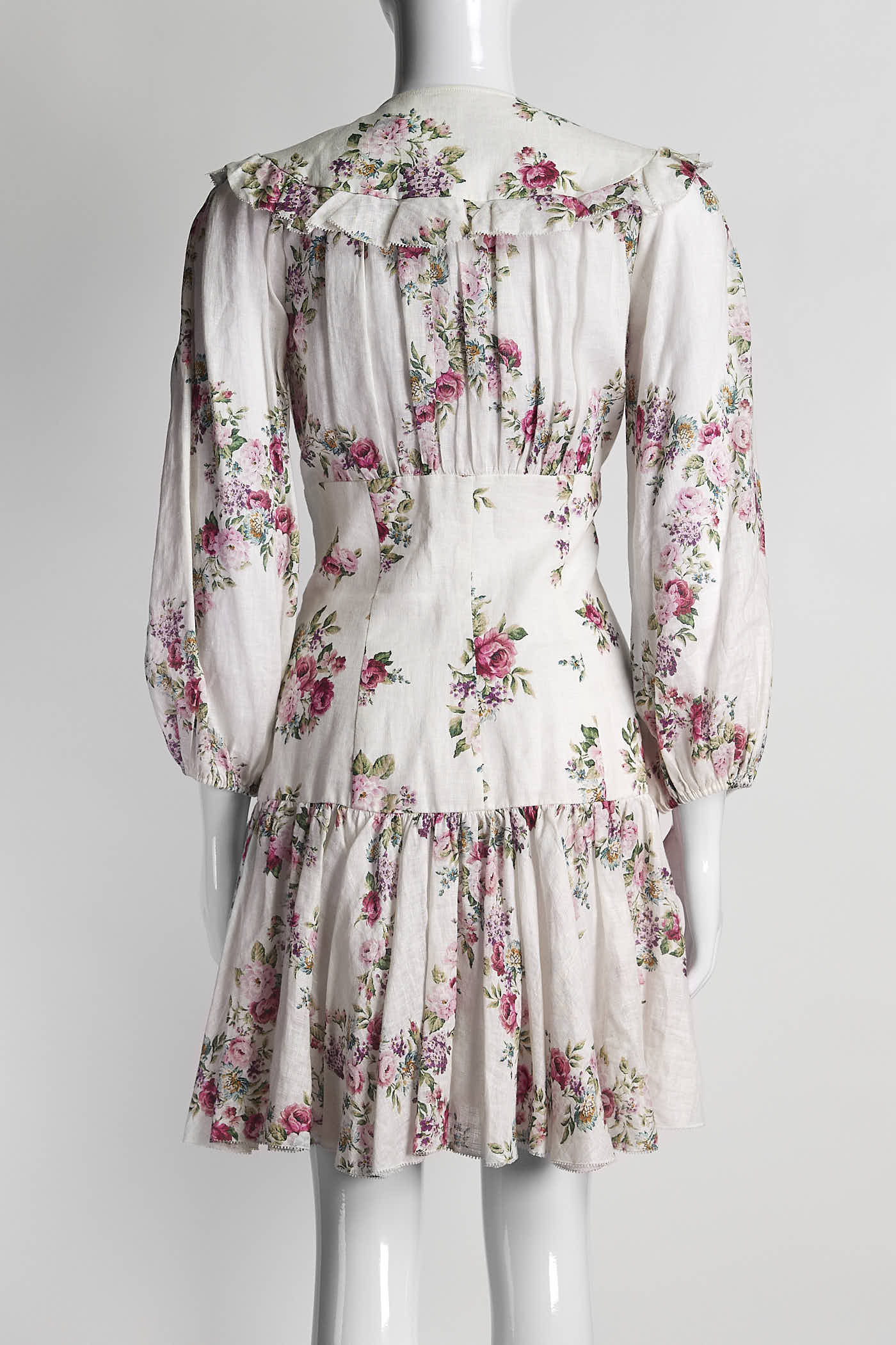 Zimmermann Honour Corset Floral Linen Ruffle Mini Dress 2