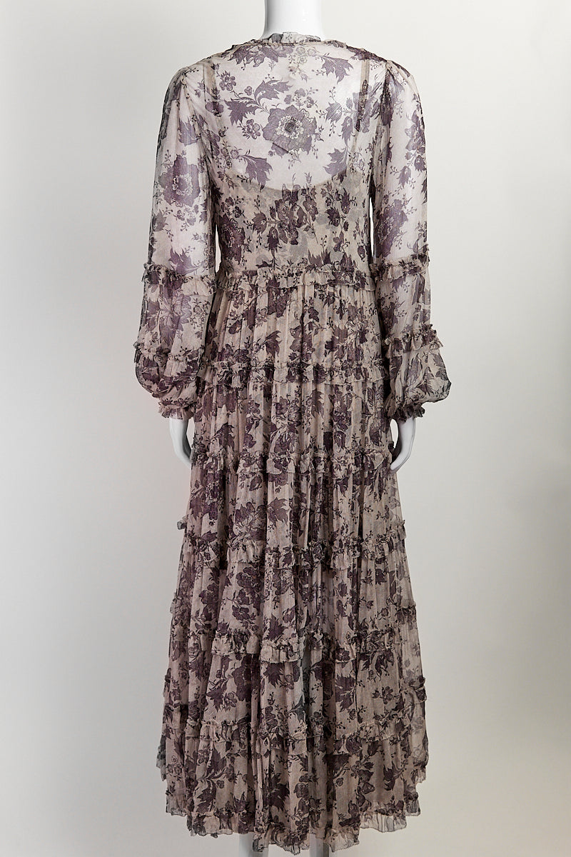 Zimmermann Juno Aged Batik Floral Longsleeve Mini Dress 3