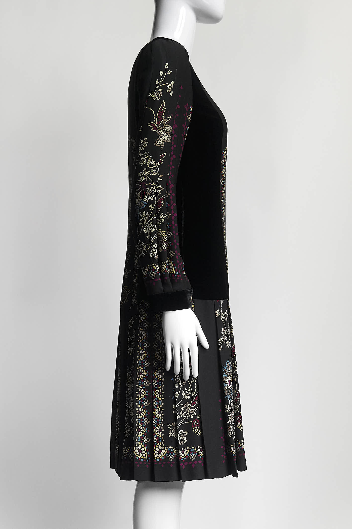 Gucci Black Silk Moroccan Print Dress 42