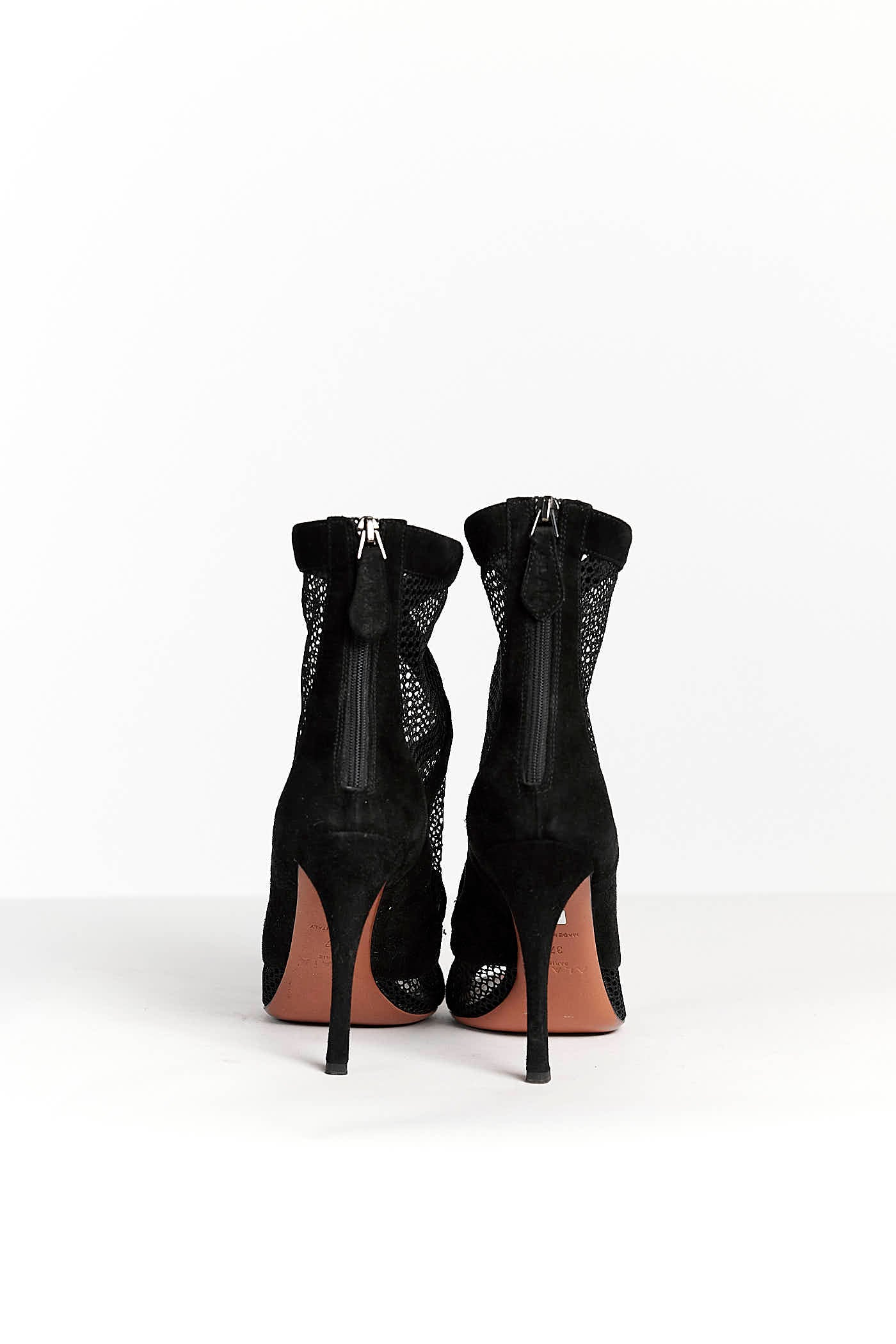 Alaia Black Suede Mesh Ankle Boots 37