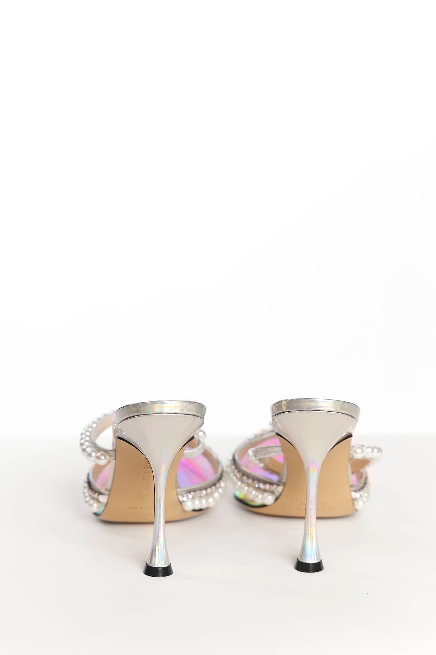 MACH & MACH Silver Diamond & Pearls Mules 39