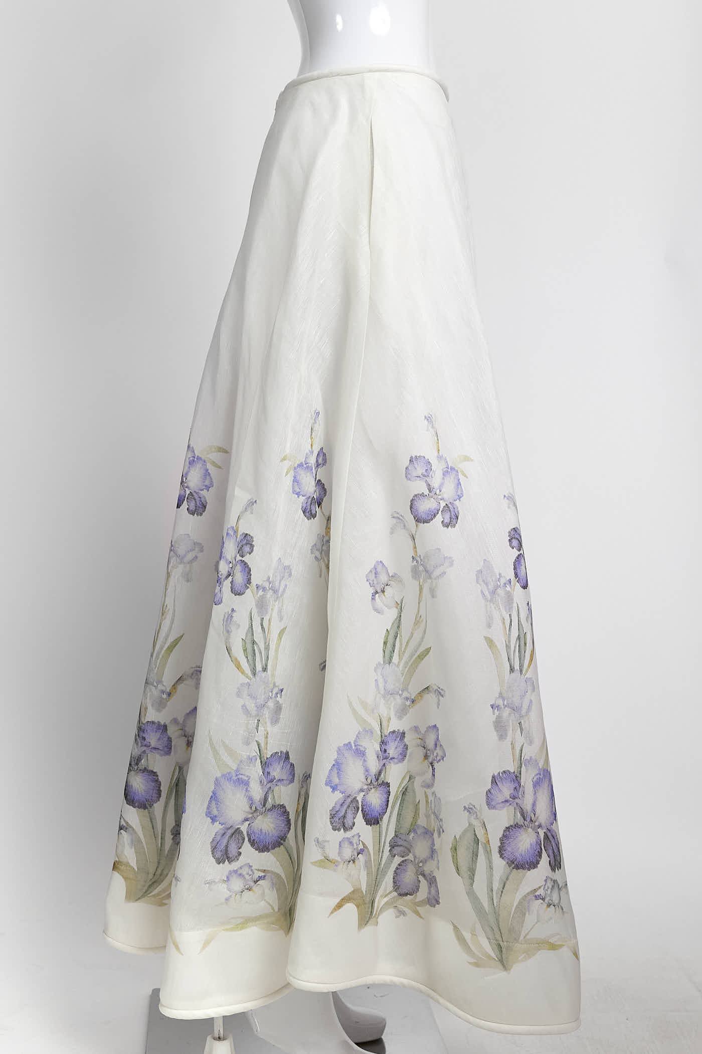 Zimmermann White with Purple Floral Print Skirt 1
