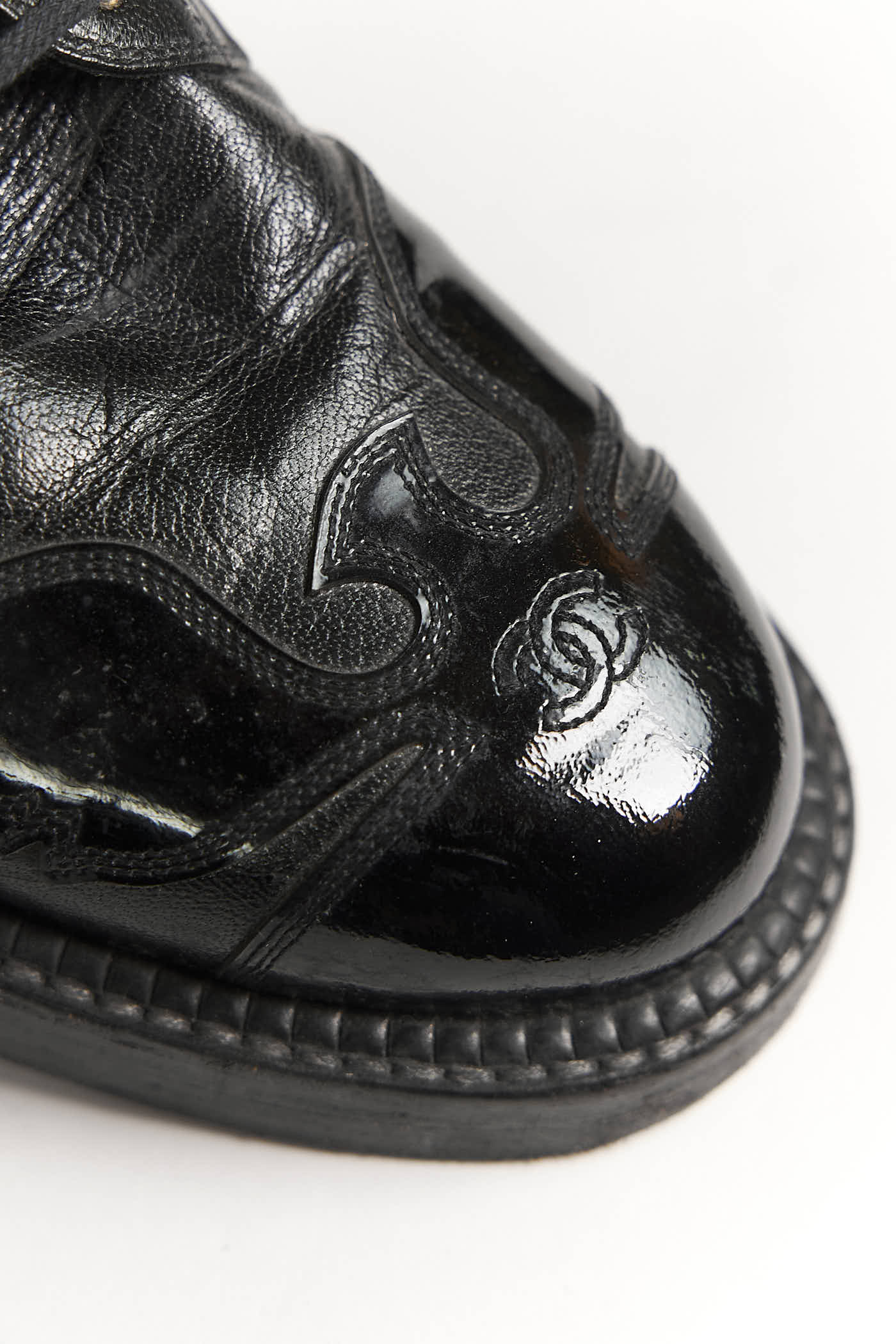 Chanel Black CC Logo Utah Eagle Biker Boots 40.5C