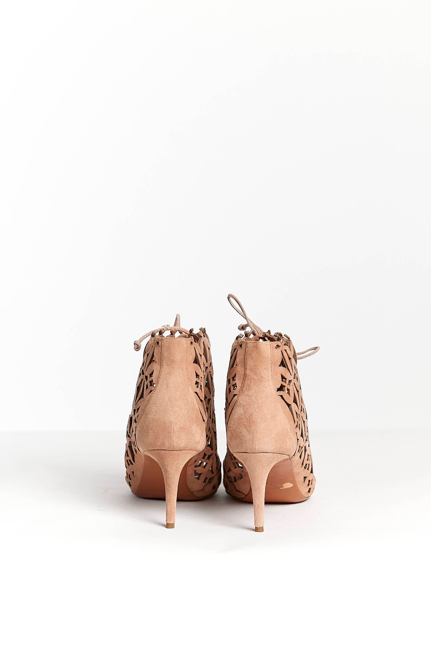 Alaia Pink laser-cut leather ankle boots 38