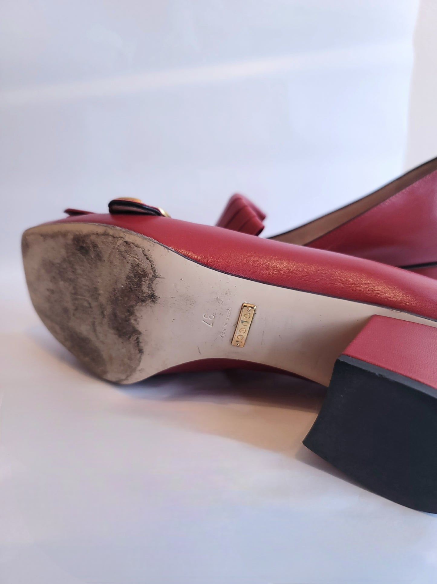 Gucci Red GG Marmont Fringe Heel 37