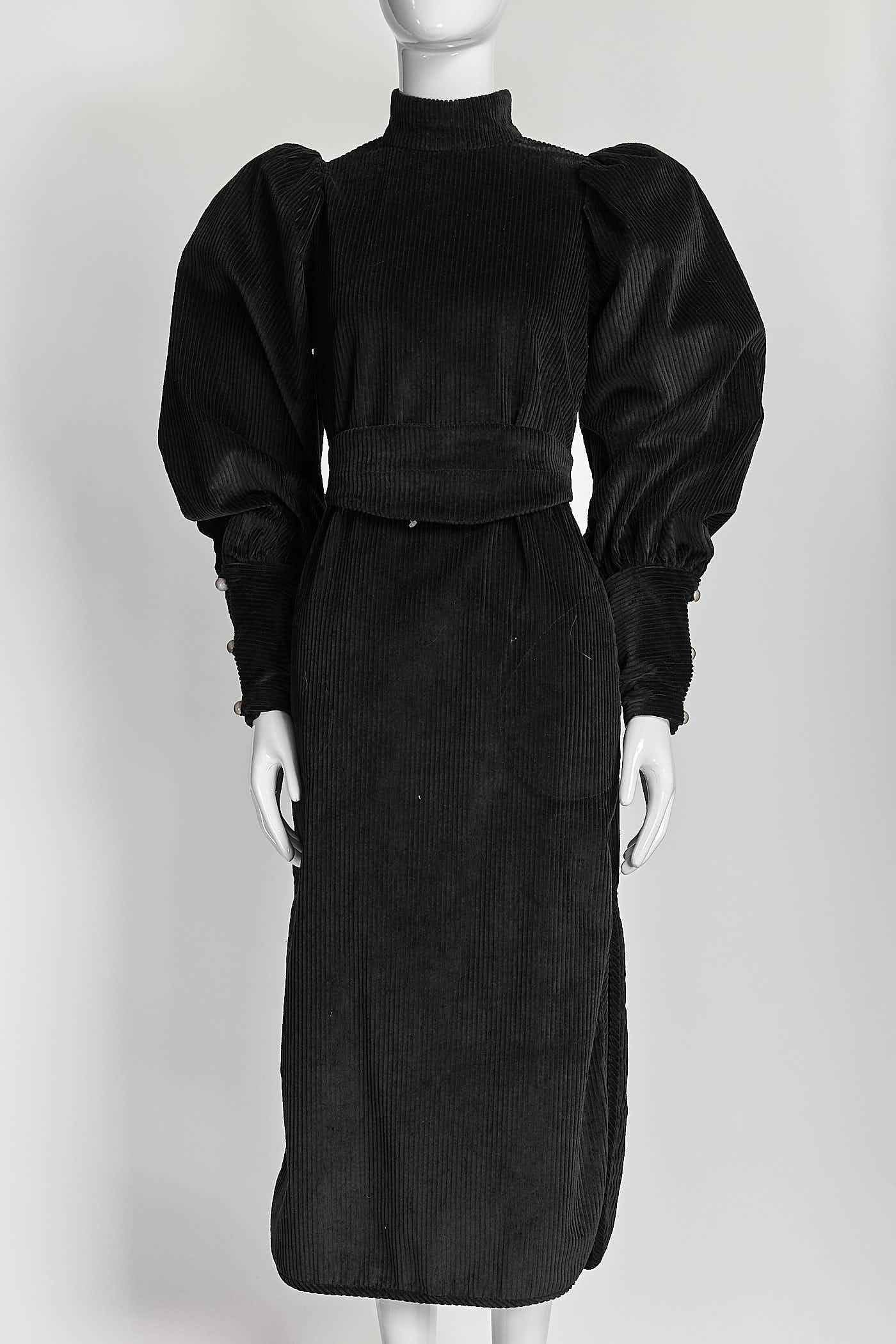 Anna Mason Black Corduroy Puffy Sleeve Dress 8