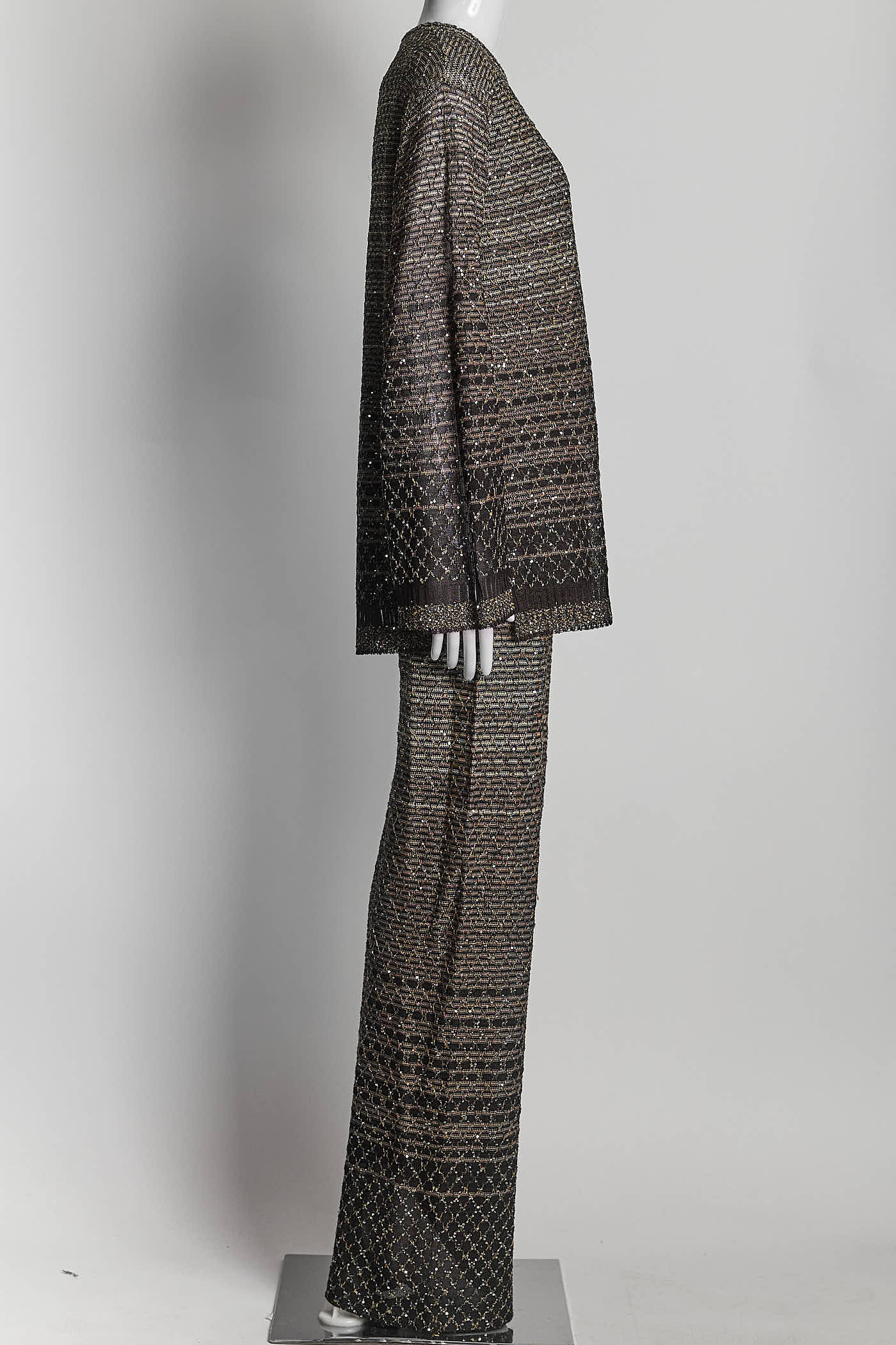 Missoni Sequined Striped Metallic Knit Sweater/Pant 40