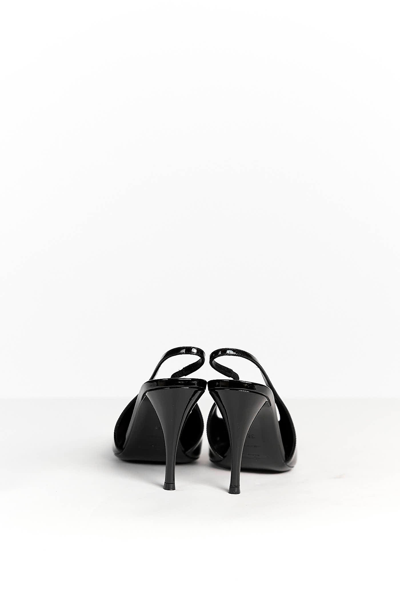 Saint Laurent Black/Pink Patent and Leather Slingback Pumps 38