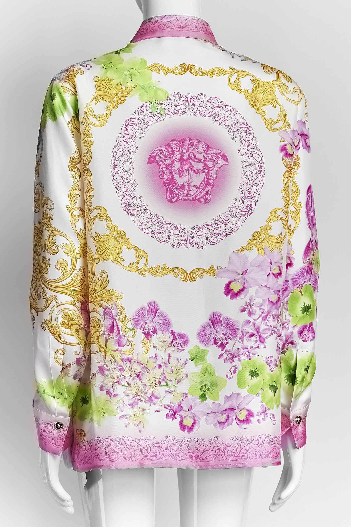 Versace Pink Floral Silk Blouse 38