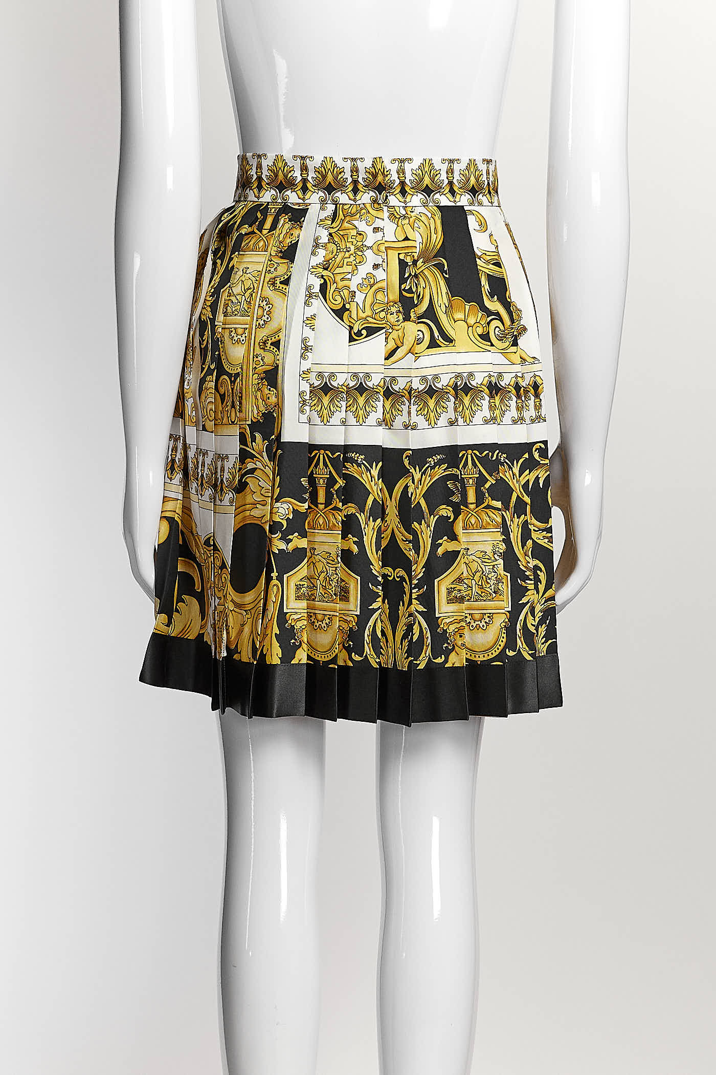 Versace Baroque Pleated Silk Skirt 40