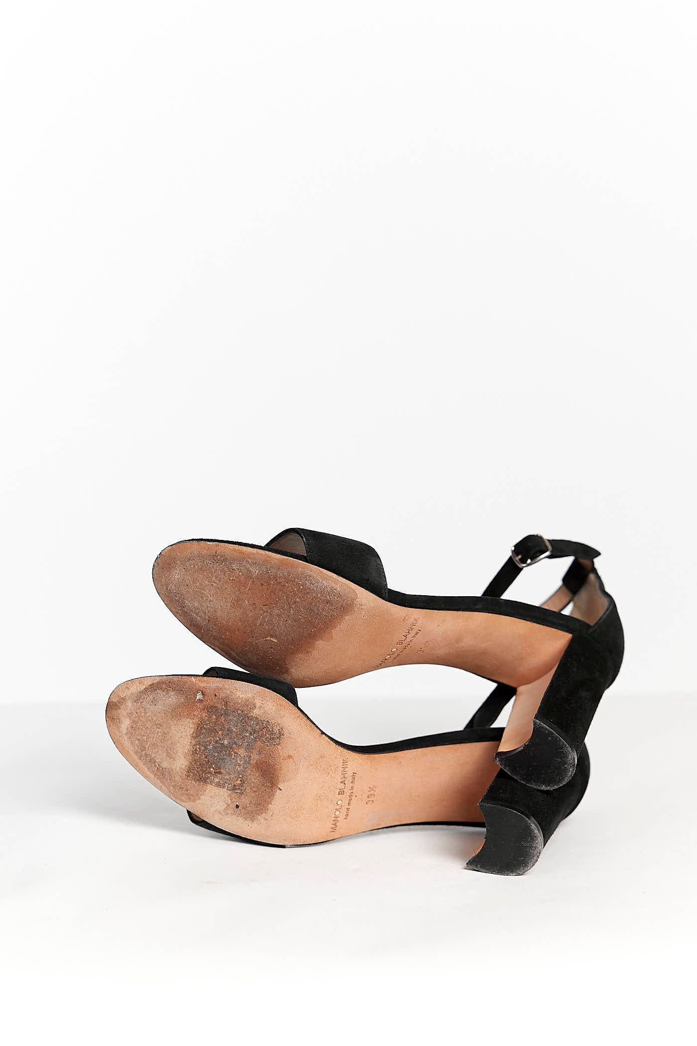 Manolo Blahnik Black Suede Sandals 39.5