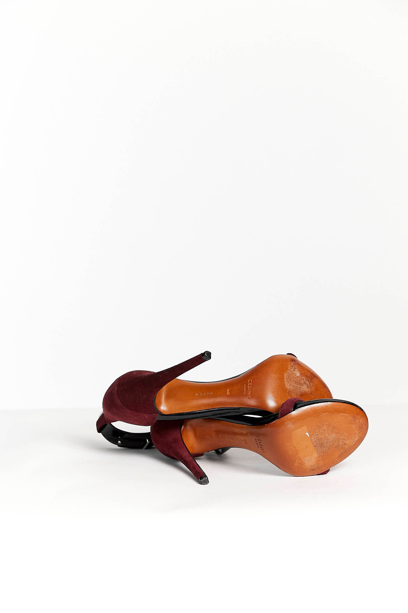 Celine Burgundy Suede Sandals 40